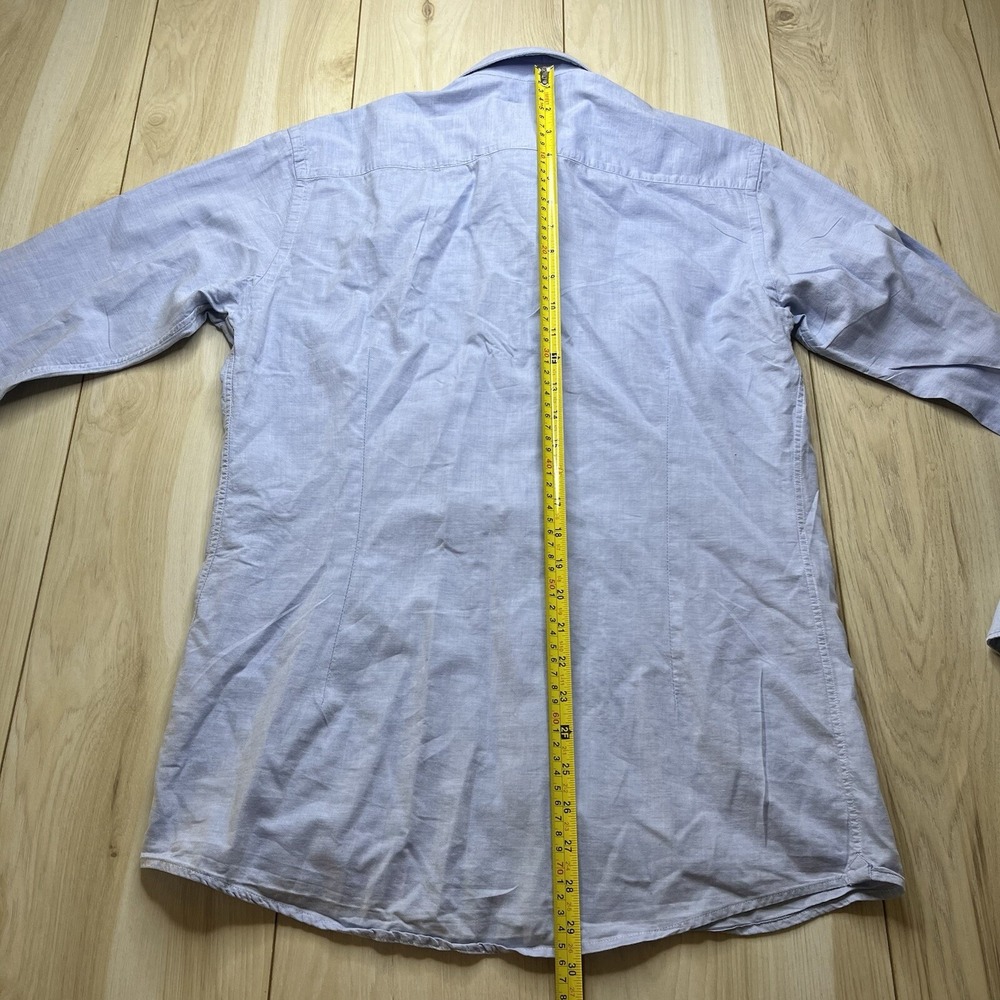 Eton Slim Casual Button Up Shirt Cotton Silk Blend Blue Mens Size Medium 15 1/2 - Picture 11 of 13